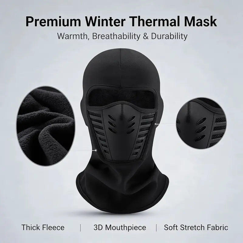 Unisex Fleece Full Face Balaclava, Windproof Anti-Haze, Ski & Motorcycle Mask