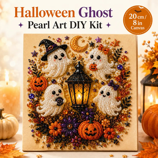 Kit de pintura de diamantes 3D de fantasmas adorables y espeluznantes de 8x8 pulgadas, sin luz, set de manualidades de otoño, decoración de arte de pared para el hogar, regalo de fiesta navideña
