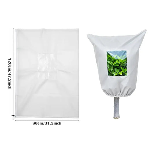 Winter Plant Frost Protection Cover, Zipper Drawstring Transparent Frost Blanket Bag for Trees Shrubs Outdoor Cold Protection