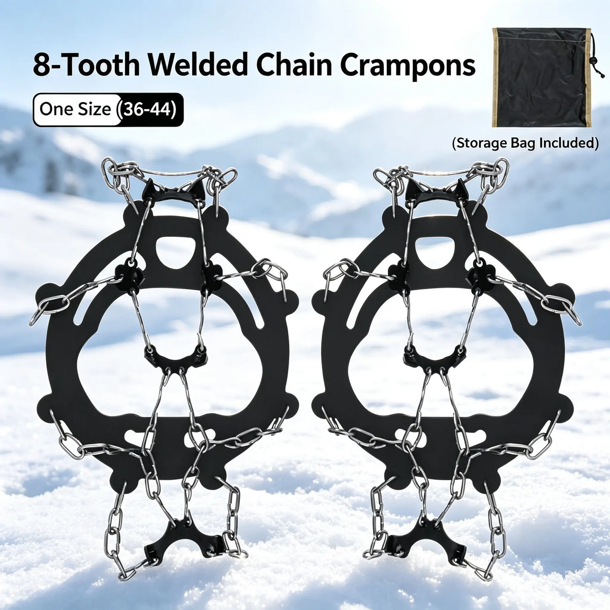 Lightweight Ice Cleats for Shoes Boots, Anti-Slip Snow Traction Grips One Size for Men Women Winter Outdoor