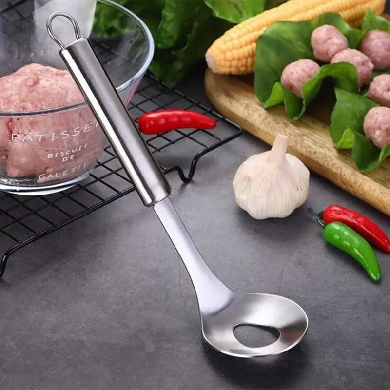 Cuchara para hacer albóndigas de acero inoxidable, molde de bola antiadherente fácil de exprimir para bolas de pescado, pasta de camarones, herramienta de cocina sin ensuciar