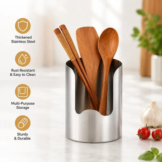 Stainless Steel Utensil Holder, Rust Resistant Kitchen Countertop Organizer for Cooking Tools