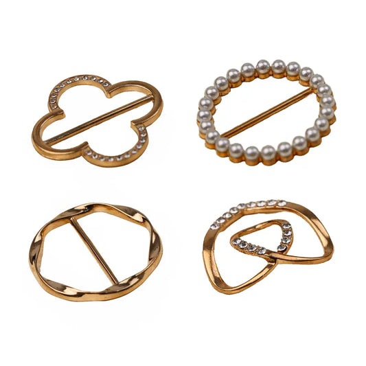 4Pcs Women's Metal Shirt Clips Round Heart Shape Secure Grip for Loose Clothing