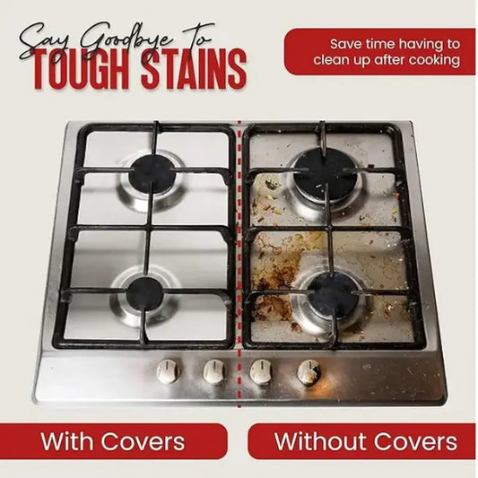 Disposable Aluminum Foil Protective Pads, 8.5" x 8.5" with 4.5" Opening Diameter, for Most Standard Cooktops