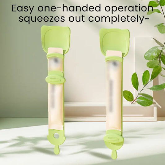 2Pcs Cute Cat Head Cat Strip Feeder Spoons, Squeeze Cat Treat Food Dispenser for Wet Food, Pet Cat Supplies
