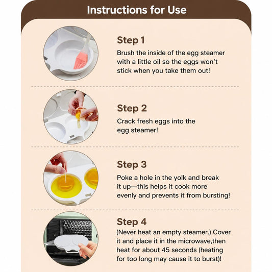 Microwave Egg Steamer Mold 2 Cup, BPA-Free PP Non-Stick Egg & Omelette Maker, Easy Clean Kitchen Gadget Dark Gray