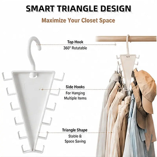 V-Shaped Rotatable Closet Hanger, 12 Hooks Space Saving Clothes Storage Rack