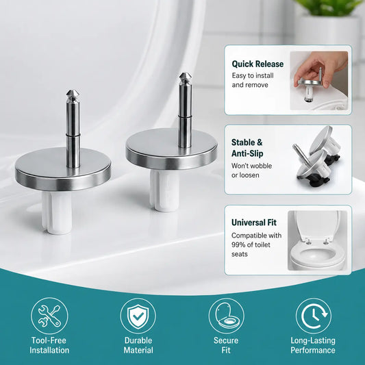 Universal Toilet Seat Expansion Bolt Set - Thickened Stainless Steel, Easy Top-Mount Installation