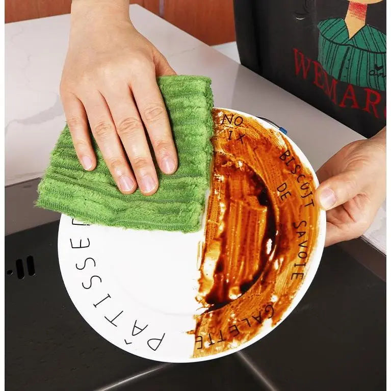 Tear-off Microfiber Cleaning Cloth Roll, Lint-Free Absorbent Kitchen Cleaning Rag