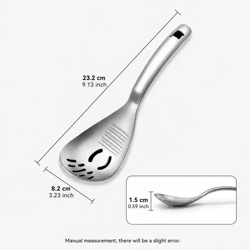 1pc 304 Stainless Steel Multifunctional Kitchen Spoon, Egg Separator Ginger Garlic Grater Masher