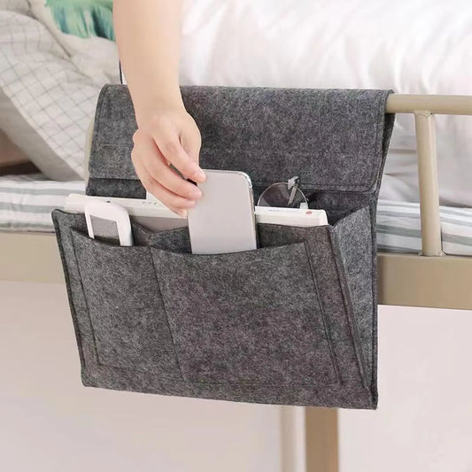 Felt Bedside Caddy 5 Pockets, Hanging Bed Storage Organizer for Dorm Bedroom Living Room