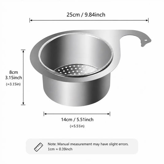 Stainless Steel Hanging Sink Drain Strainer Basket, Rustproof Kitchen Food Residue Filter