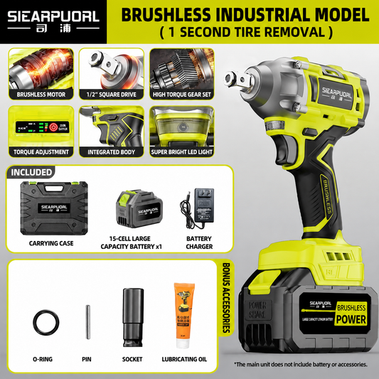 Brushless Electric Impact Wrench, Rechargeable Lithium‑Ion High Torque Cordless Socket Wrench for Scaffolding Work