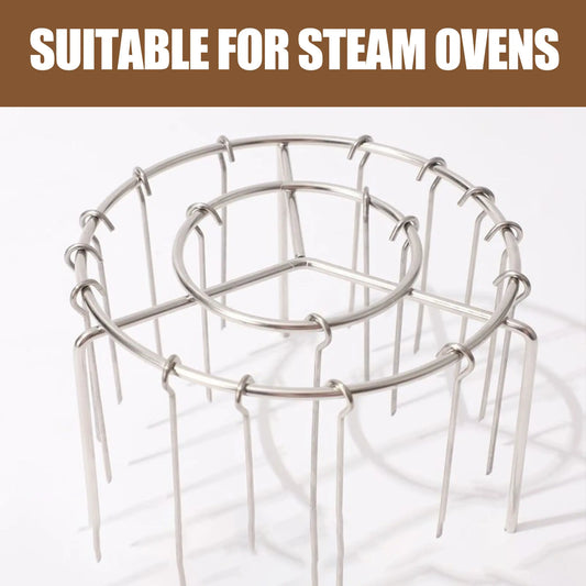 2 Counts Air Fryer Skewer Rack, Round Grill with Stainless Steel, Flat Edges