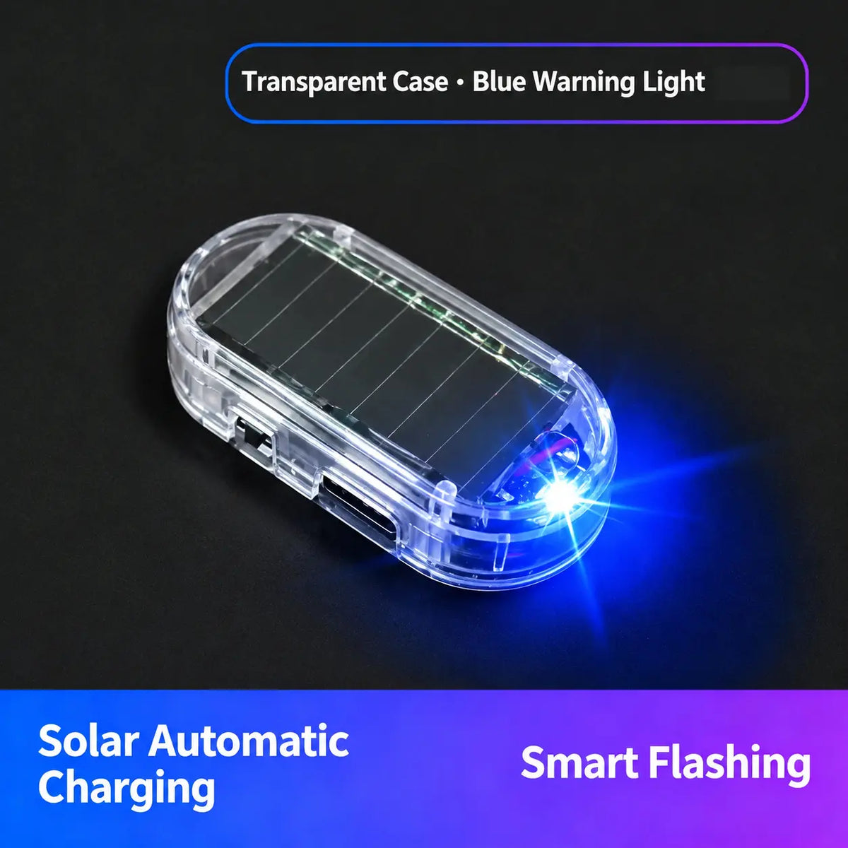 Solar Fake Car Alarm Light, Auto Sensor LED Simulated Anti-Theft Warning Flashing Lamp, No Wiring DIY