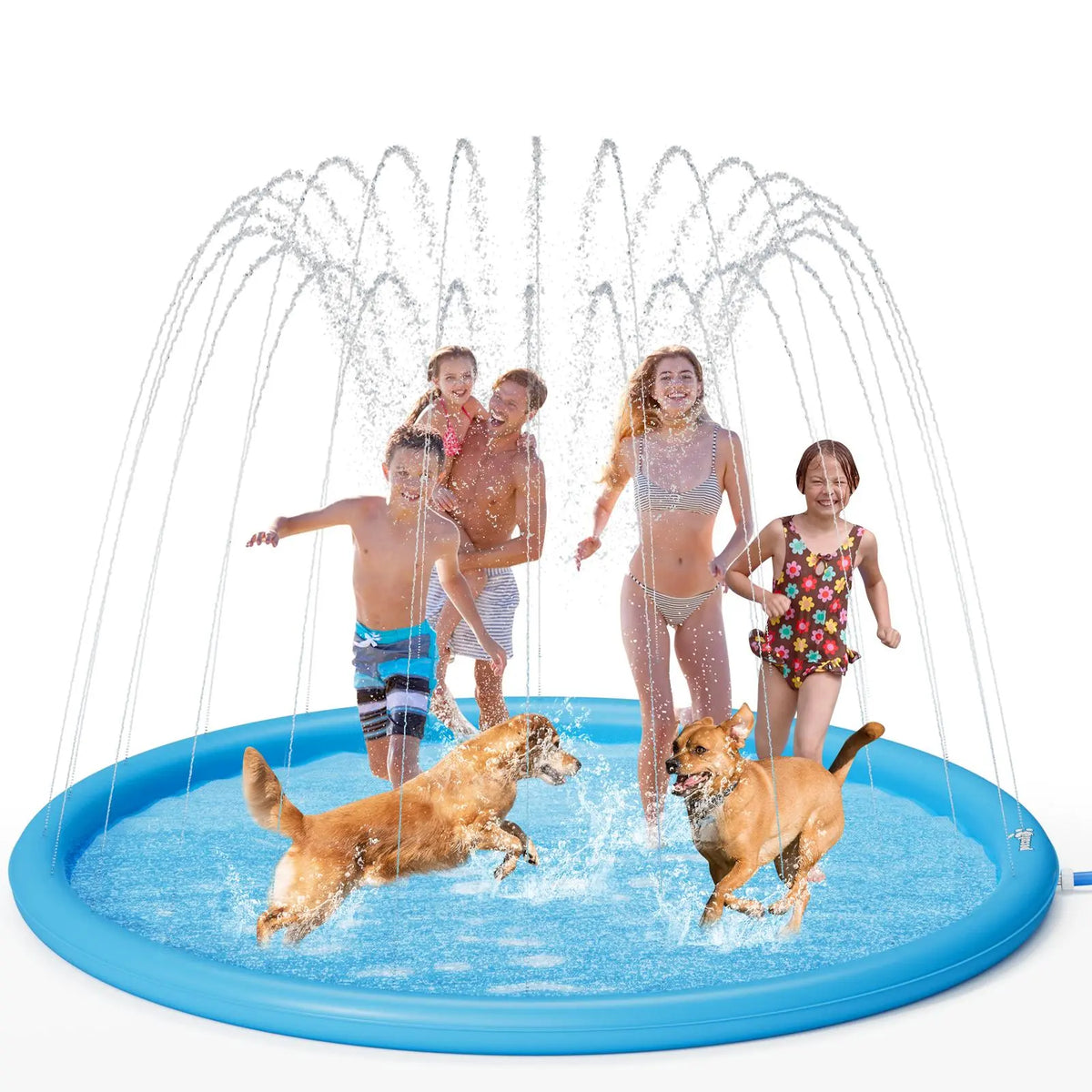 Pecute Dog Splash Pad Sprinkler Non-Slip Thick PVC Portable Pet Kids Water Play Mat Summer Outdoor Toy