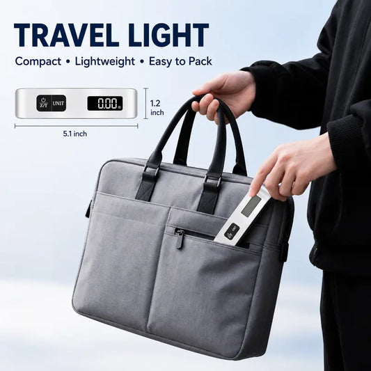 Portable Digital Luggage Scale 110LB, Backlit LCD, Data Lock, Hook & Strap, Precision Travel Baggage Scale