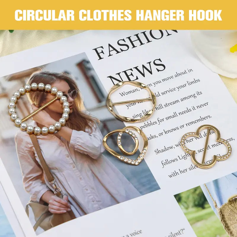 4Pcs Women's Metal Shirt Clips Round Heart Shape Secure Grip for Loose Clothing