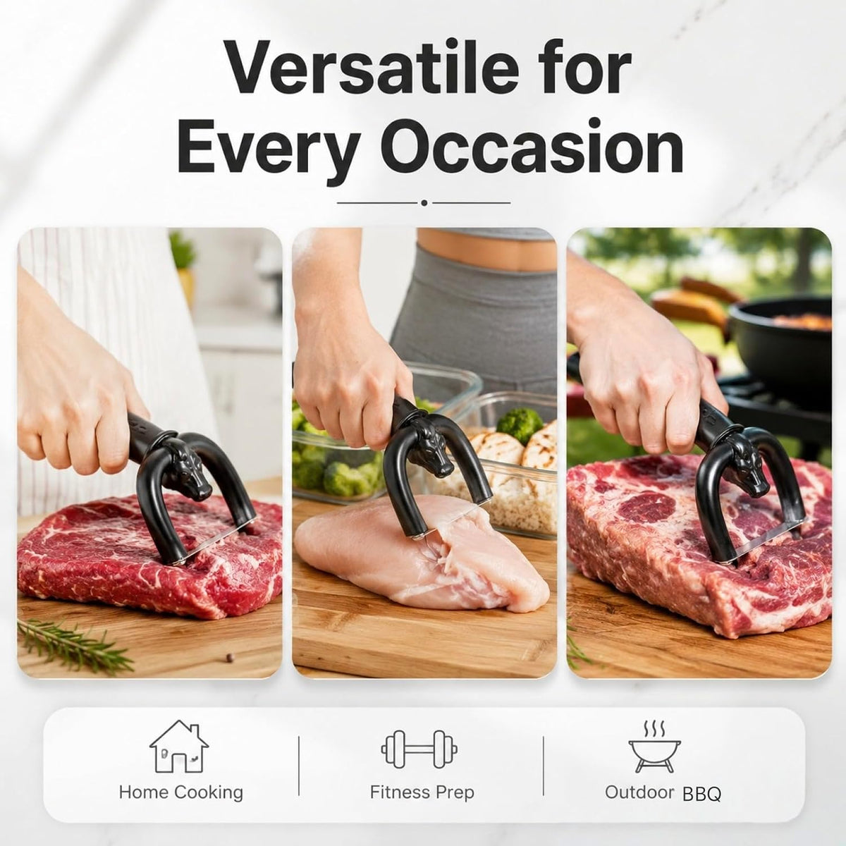 2pcs Handheld Beef Pork Slicer, Ergonomic Meat Fat Trimming Knife for Butchering & Home Kitchen