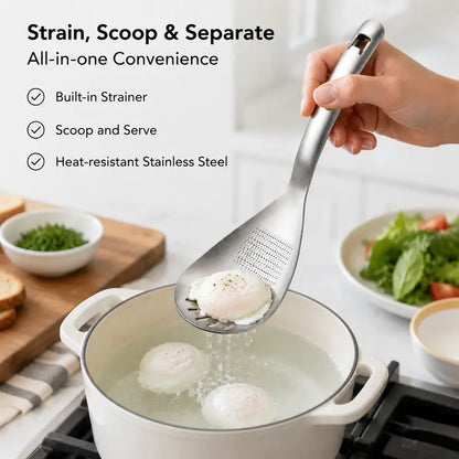1pc 304 Stainless Steel Multifunctional Kitchen Spoon, Egg Separator Ginger Garlic Grater Masher