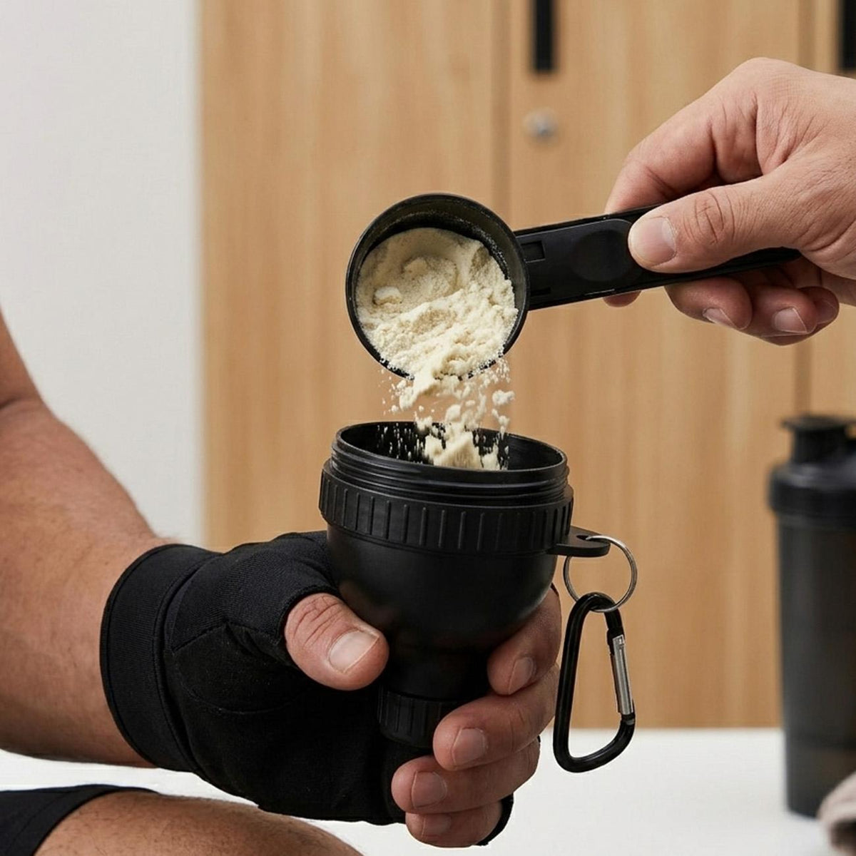 Mini Protein Powder Funnel With Scoop, BPA-Free Portable Powder Container for Creatine & Pre-Workout