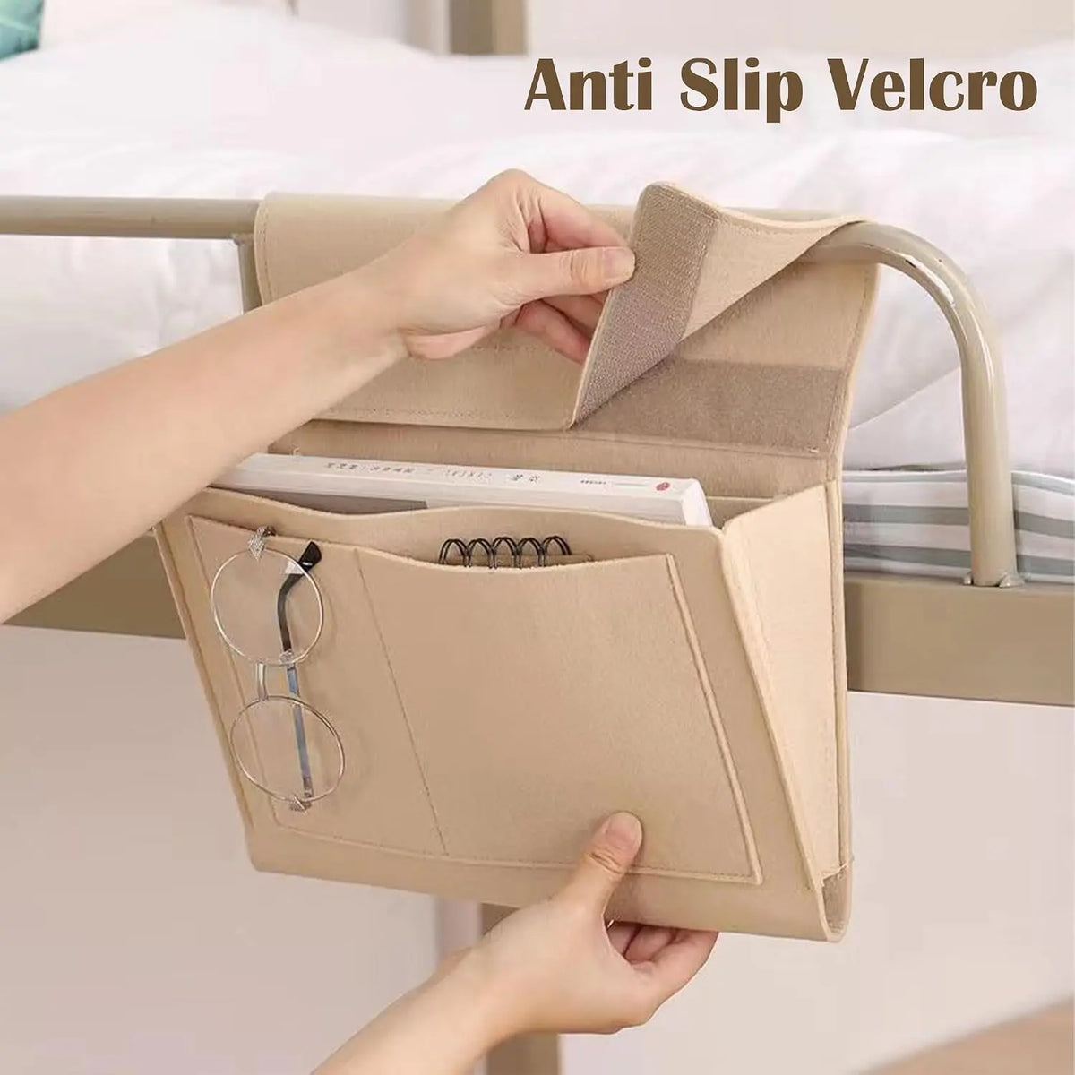 Felt Bedside Caddy 5 Pockets, Hanging Bed Storage Organizer for Dorm Bedroom Living Room