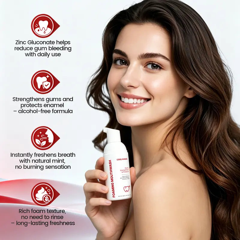Zinc Gluconate Foaming Mouthwash, Alcohol-Free, No-Rinse, Gum Care & Bleeding