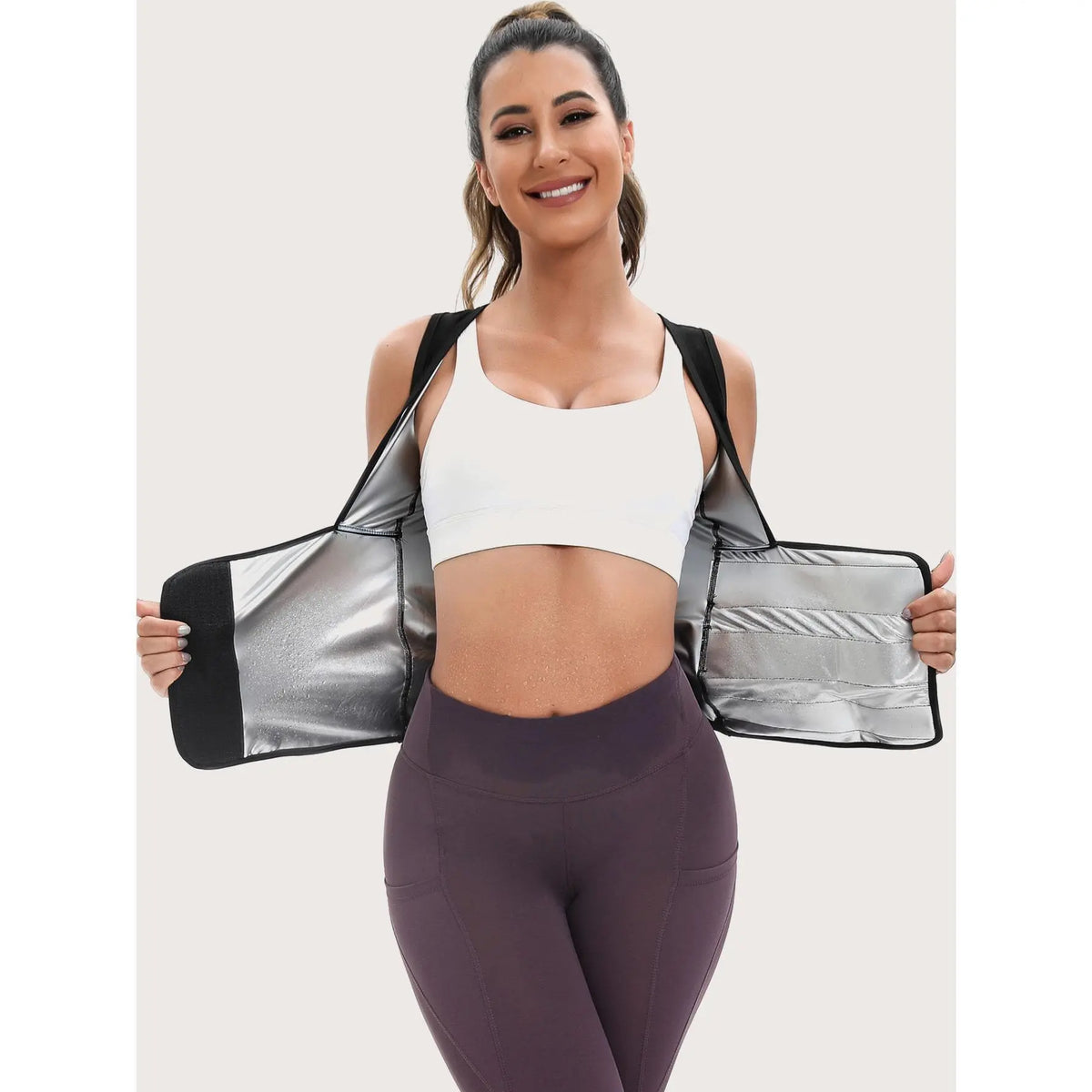 Women Zip‑Up Compression Shapewear Vest, Built‑In Bra Tummy Control Workout Top