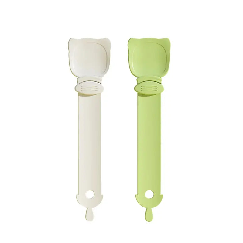 2Pcs Cute Cat Head Cat Strip Feeder Spoons, Squeeze Cat Treat Food Dispenser for Wet Food, Pet Cat Supplies