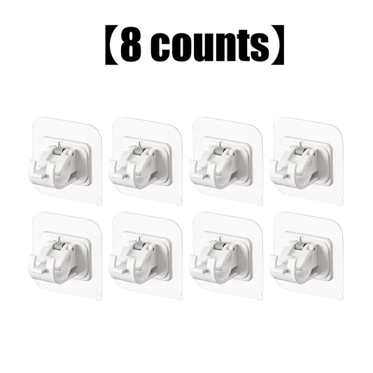 Um conjunto de 8 suportes de haste de cortina com clipes, ganchos de cortina transparentes, pendurador de haste, suportes de haste ajustáveis