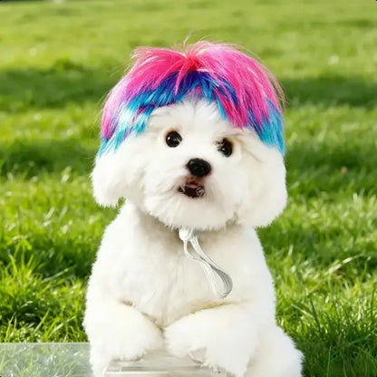 Pet Short Hair Wig Headband Cute Funny Costume Accessory for Dogs Cats Valentine Gift