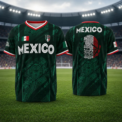 Mexico 2026 Retro Soccer Jersey — Chichén Itzá All-Over Print, Breathable Fabric
