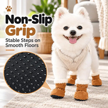 Soft Velvet Puppy Booties, Warm Non-Slip Paw Covers for Small Dogs