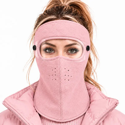 Winter Thermal Fleece Full Face Mask with Detachable Goggles, Windproof for Cycling Skiing Motorcycle