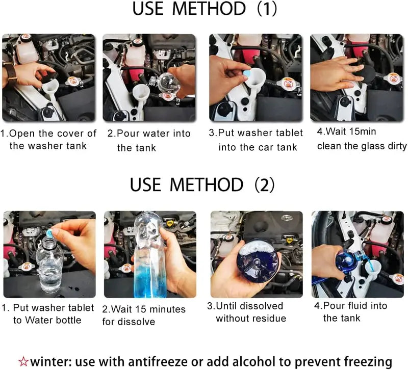 50 Pcs Windshield Washer Fluid Concentrate Tablets, Makes 52.5 Gallons Total, Car Wiper Fluid Solid Tablets