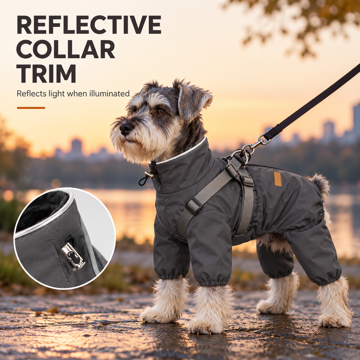 4-Leg Dog Raincoat with Built-In Harness, Adjustable Neck & Waist and Easy Back Zipper –  Dog Coat  for Small, Medium & Large Dogs