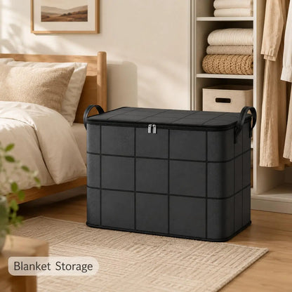 Spacious Moving Storage Bin, Zippered Organizer for Quilts, Bedding & Sweaters