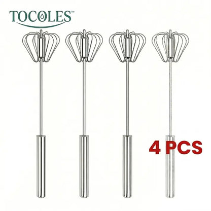 QQ Hand Push Rotary Whisk Stainless Steel Semi-Automatic Egg Coffee Mixer Kitchen Tool