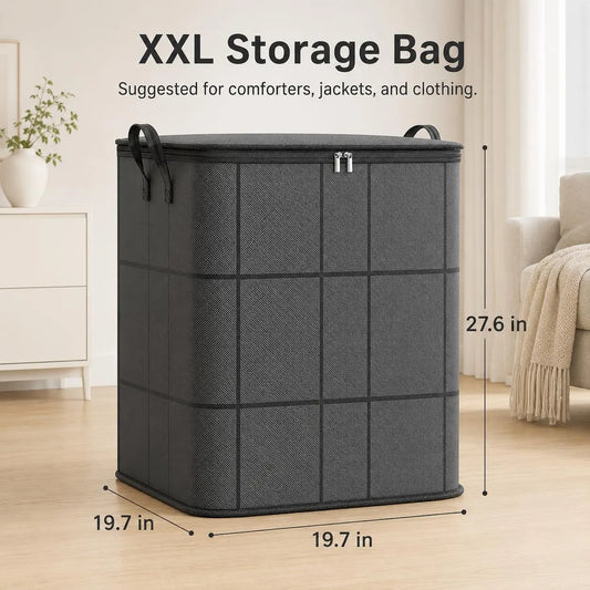 Spacious Moving Storage Bin, Zippered Organizer for Quilts, Bedding & Sweaters