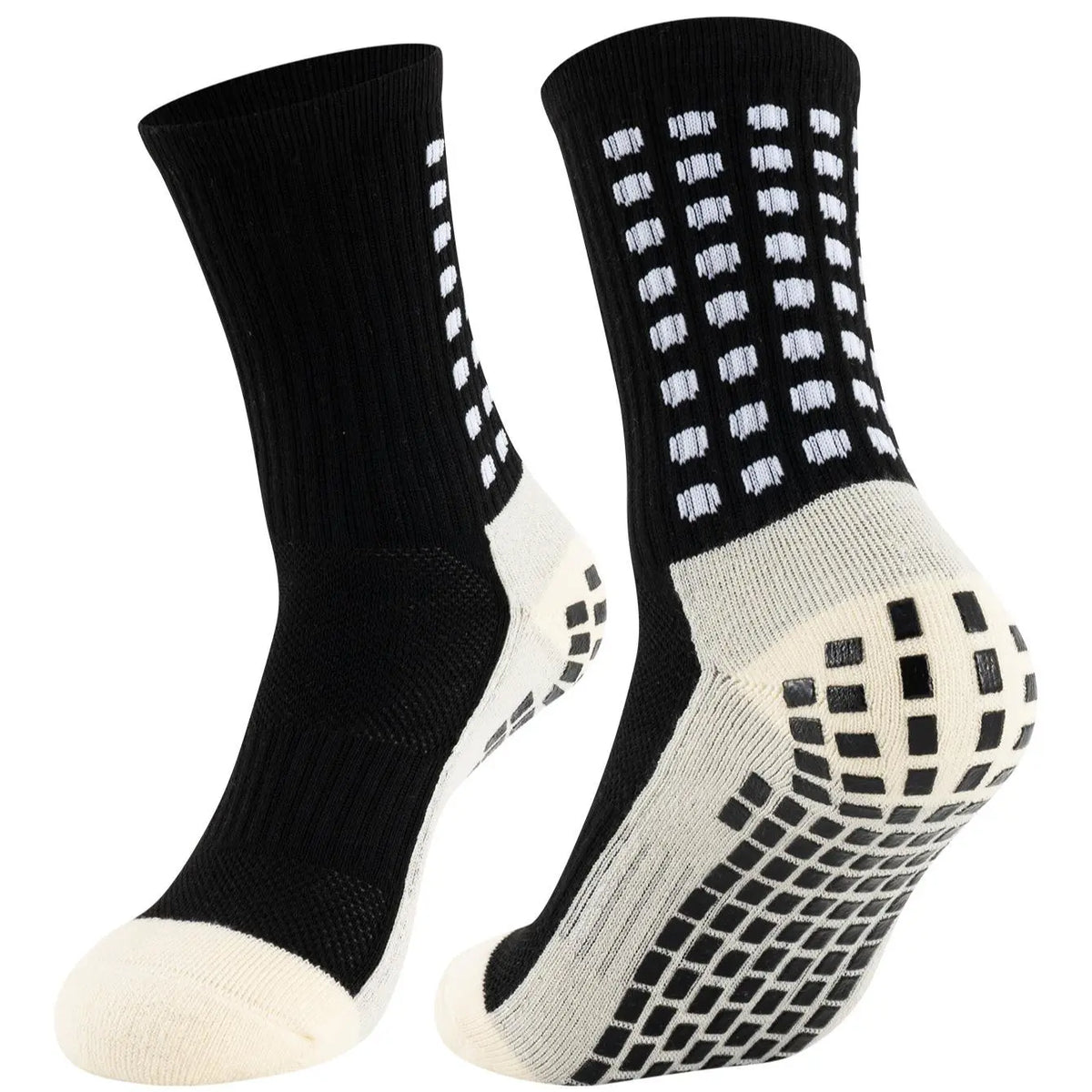7‑Pcs Non‑Slip Football Grip Socks Set, Athletic Sports Socks Kit with Sleeves Bandages Mini Leg Guards for Soccer Running Training