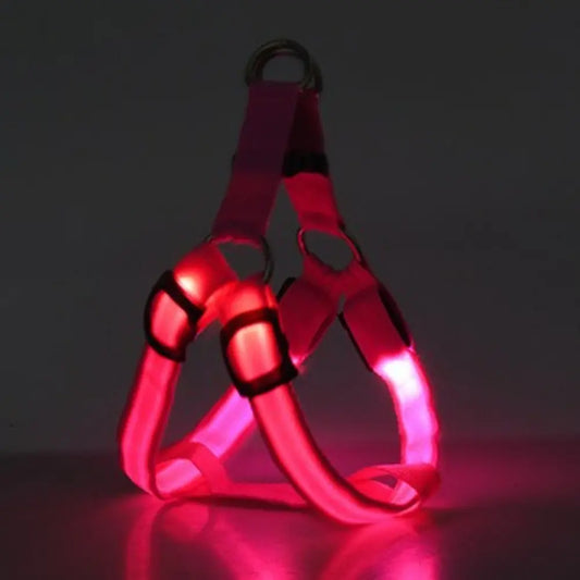 Fiber Optic LED Lighting Dog Harness, Battery-Operated Glow-in-the-Dark Pet Vest with Reflective Straps for Night Walking Safety, Adjustable Fit for Small, Medium and Large Dogs