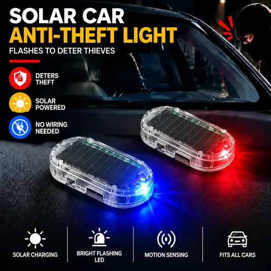 Solar Fake Car Alarm Light, Auto Sensor LED Simulated Anti-Theft Warning Flashing Lamp, No Wiring DIY