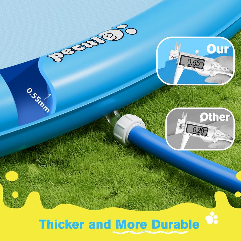 Pecute Dog Splash Pad Sprinkler Non-Slip Thick PVC Portable Pet Kids Water Play Mat Summer Outdoor Toy