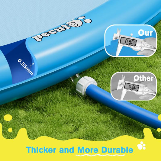 Pecute Dog Splash Pad Sprinkler Non-Slip Thick PVC Portable Pet Kids Water Play Mat Summer Outdoor Toy