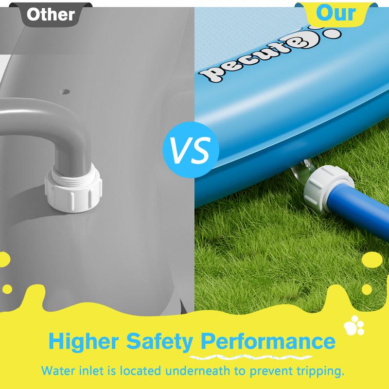 Pecute Dog Splash Pad Sprinkler Non-Slip Thick PVC Portable Pet Kids Water Play Mat Summer Outdoor Toy