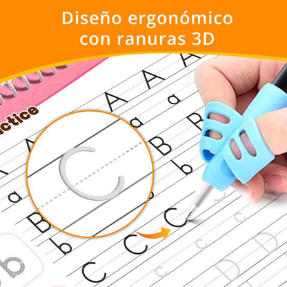 Spanish Reusable Grooved Handwriting Workbook for Kids, Learning Materials, 6 Books–Early Elementary, Covers Math, Words, Drawing