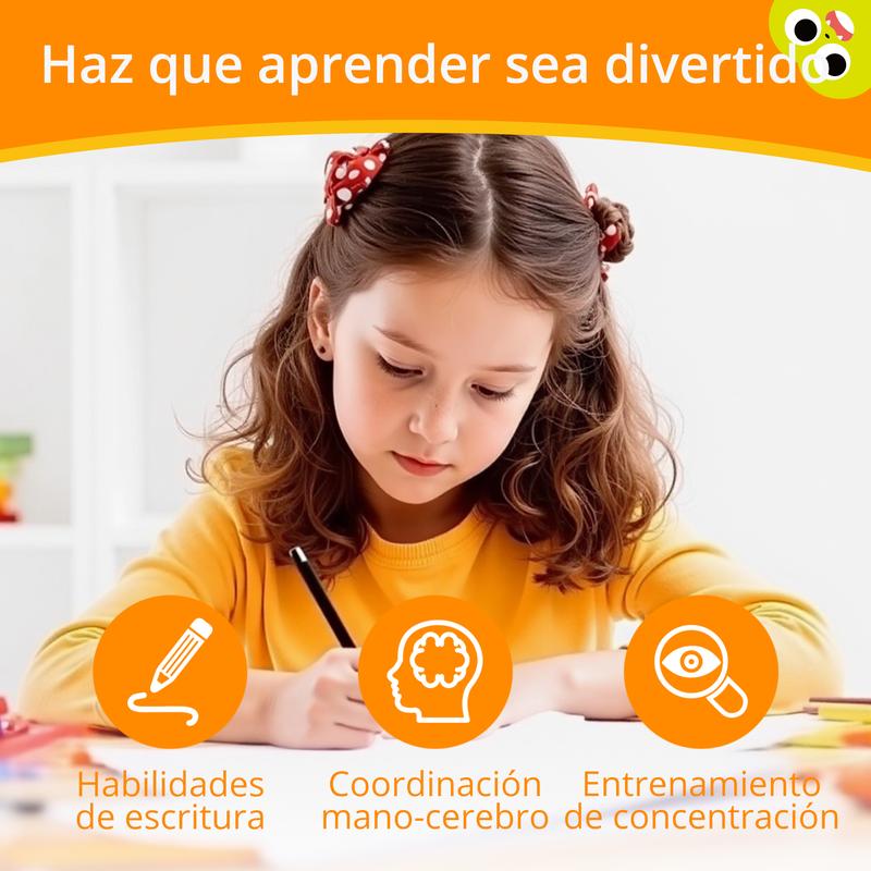 Spanish Reusable Grooved Handwriting Workbook for Kids, Learning Materials, 6 Books–Early Elementary, Covers Math, Words, Drawing