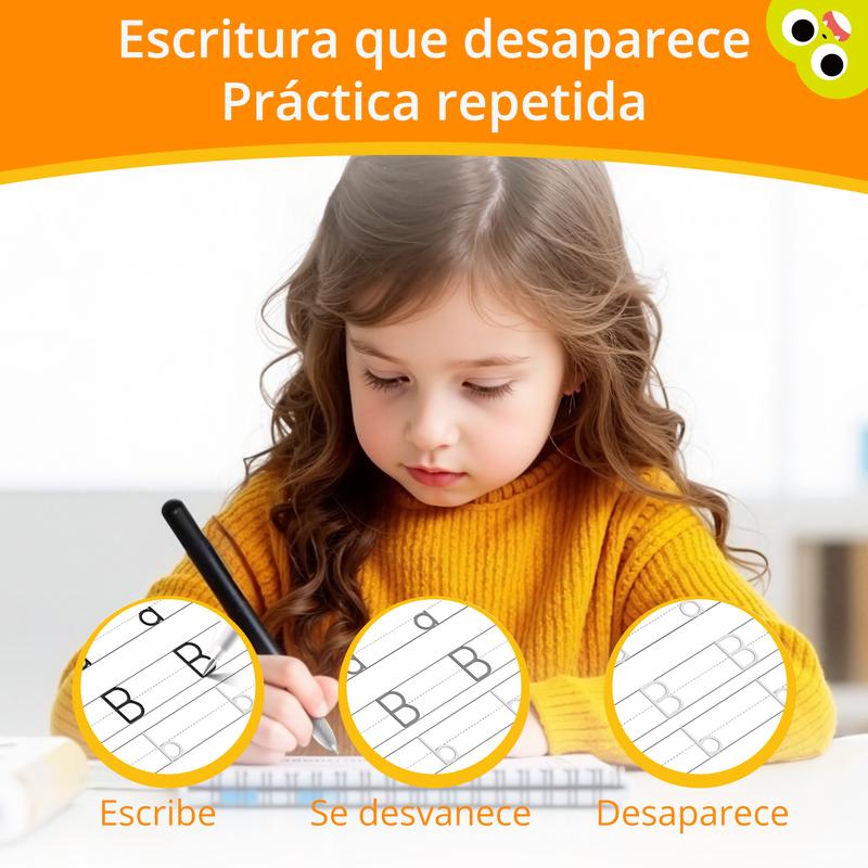 Spanish Reusable Grooved Handwriting Workbook for Kids, Learning Materials, 6 Books–Early Elementary, Covers Math, Words, Drawing