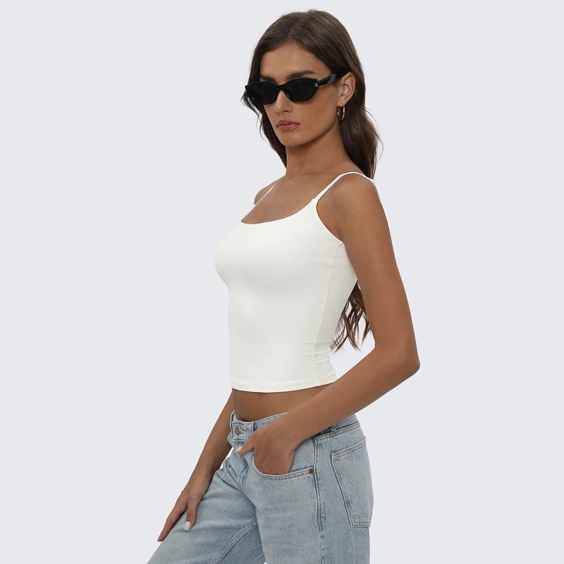 Tournesol Women's Square‑Neck Double‑Layer Slim‑Fit Sleeveless Tank Top, 006 White