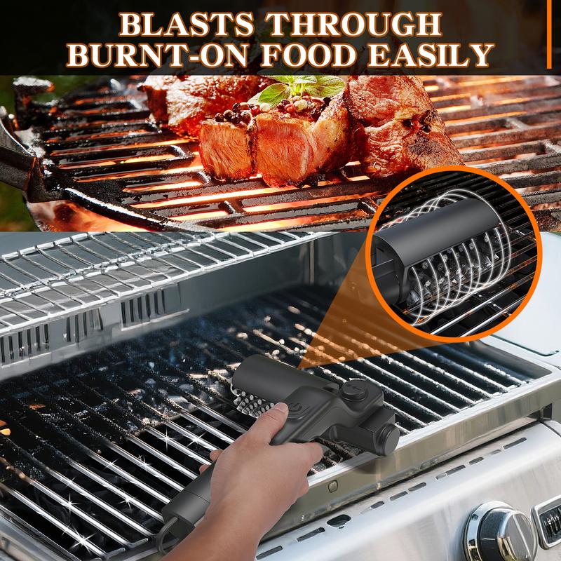 Drayvorx Cepillo Eléctrico Inalámbrico 2 en 1 para Parrilla y Limpiador Rotatorio, Limpiador de Grasa para Barbacoa de 3 Velocidades